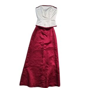 Vintage Women's‎ 2 Piece  Party Top Skirt Red White  Size 6 Button-Up